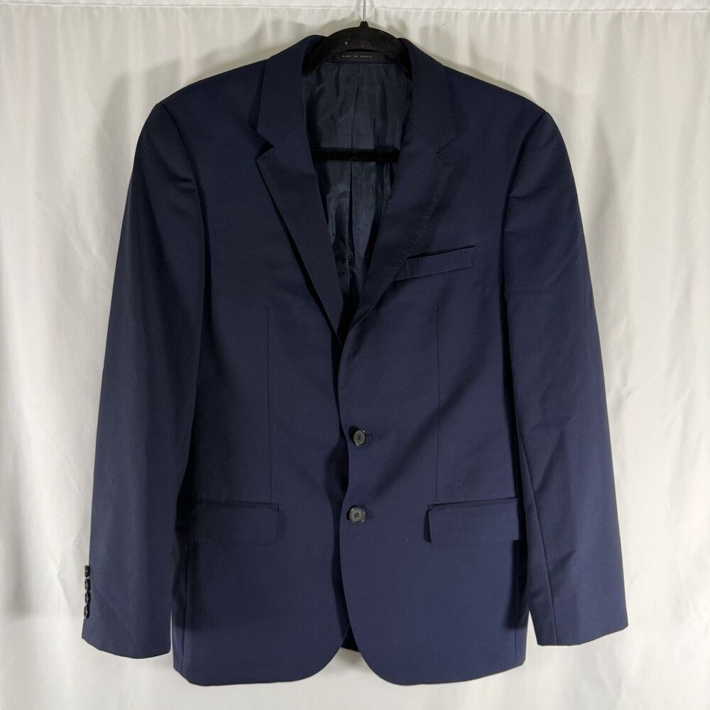 Hugo Boss Blazer Men's 36R Blue Super 120s Virgin Wool 2 Button Front Inter Pock